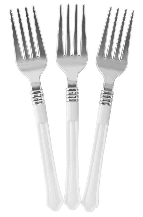 Столовые приборы Вилки Элегант Белый Серебро Металлик 17,5см (уп10) ВВ