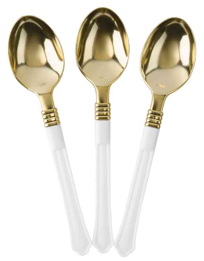 Столовые приборы Ложки Элегант Белый Золото Металлик 17,5см (уп10) ВВ