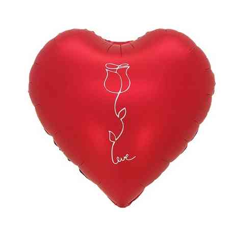 Шар фольга с рисунком 18" FL сердце Роза Красный Сатин