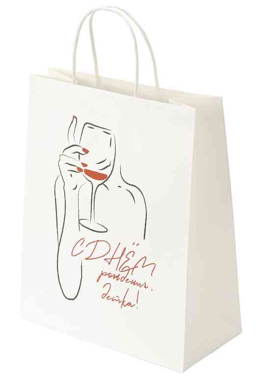 Пакет крафт L 26х32см С днём рождения, детка! ЗОЛОТАЯ СКАЗКА