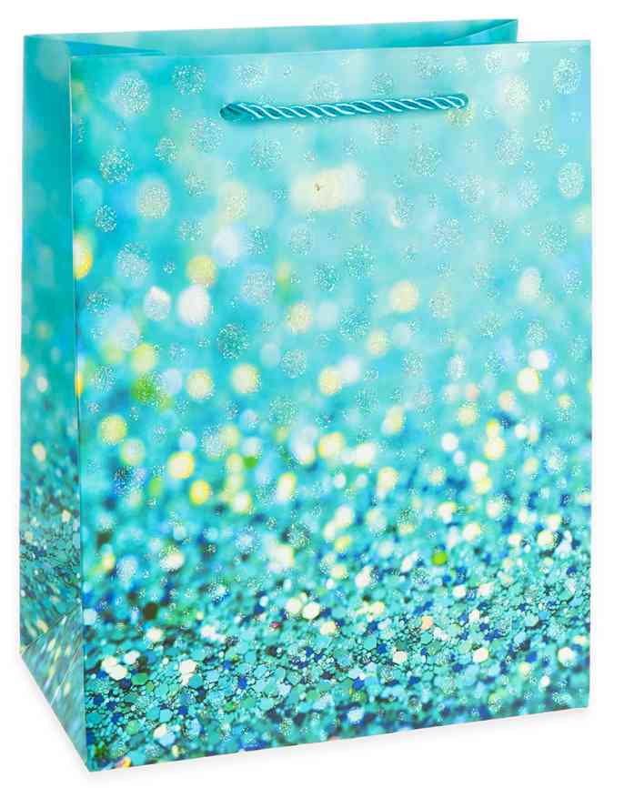 Пакет бумажный M 18х23см Гламур Дизайн №3 Голубой с блестками ДБ