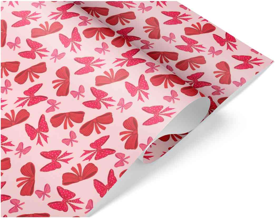 Бумага лист 70х100см Бантики Розовый (10шт) ДБ