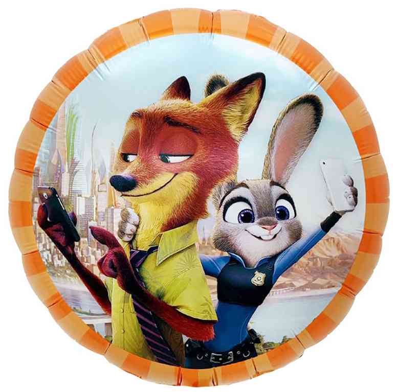 Шар фольга с рисунком 18" FL круг Мистер Лис и Зайка Полицейский