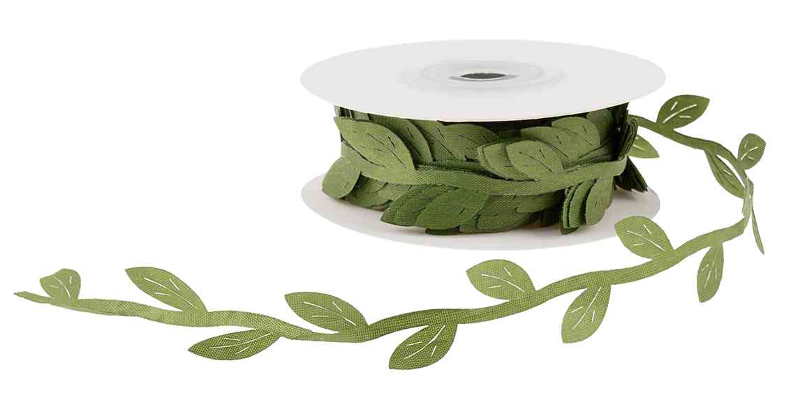 Лента декоративная 2,5х10,97м Изящные листья, Зеленый ДБ