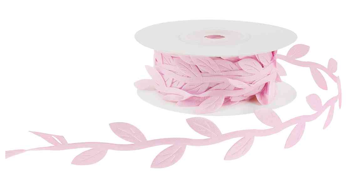 Лента декоративная 2,5х10,97м Изящные листья, Розовый ДБ