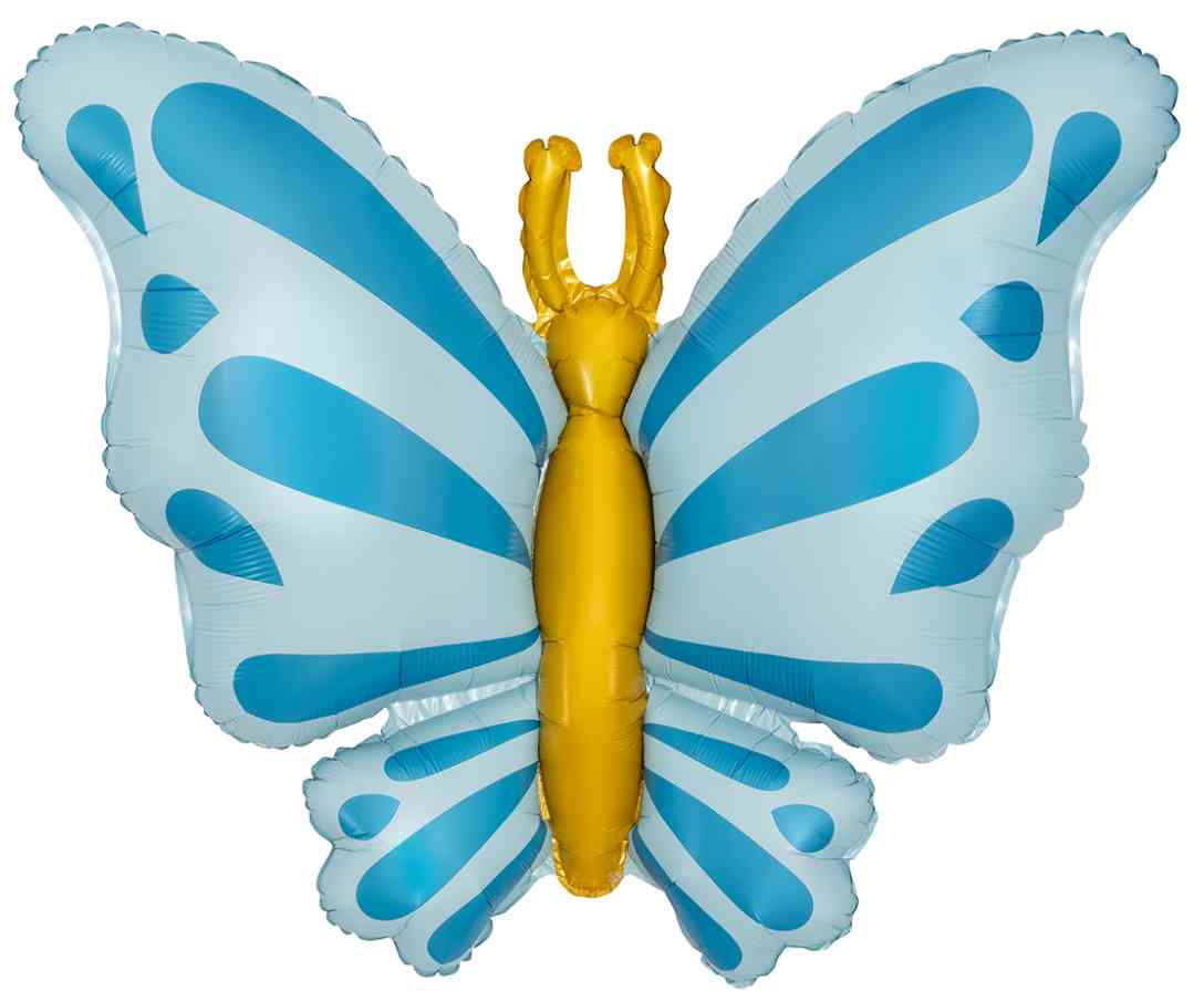 Шар фольга фигура Изящная бабочка Голубой Сатин 34" 86см FL