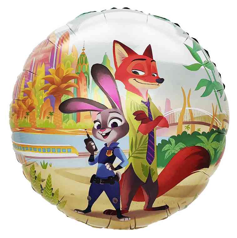 Шар фольга с рисунком 18" FL круг Мистер Лис и Зайка Полицейский Командная работа