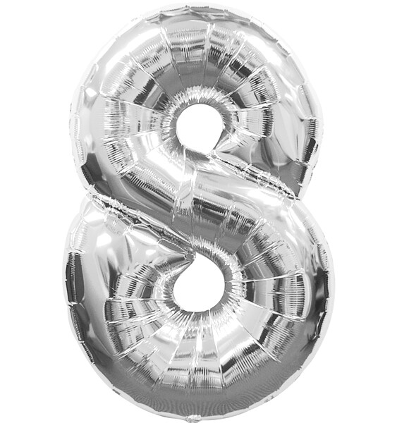 Шар фольга Цифра 32"/КА Серебро "8"