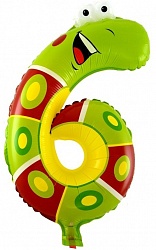 Шар фольга Цифра 16" FL Животные "6" Гусеница (с клапаном)