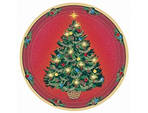 Тарелки бумага 170мм Елка сверкающая (уп8)