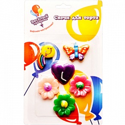 Свеча для торта фигура на пике Солнечный сад (уп6)