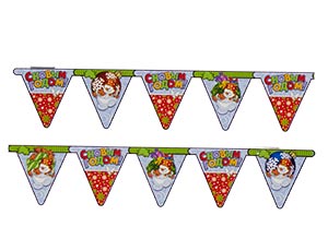 Гирлянда вымпел 210см Снеговик с подарк