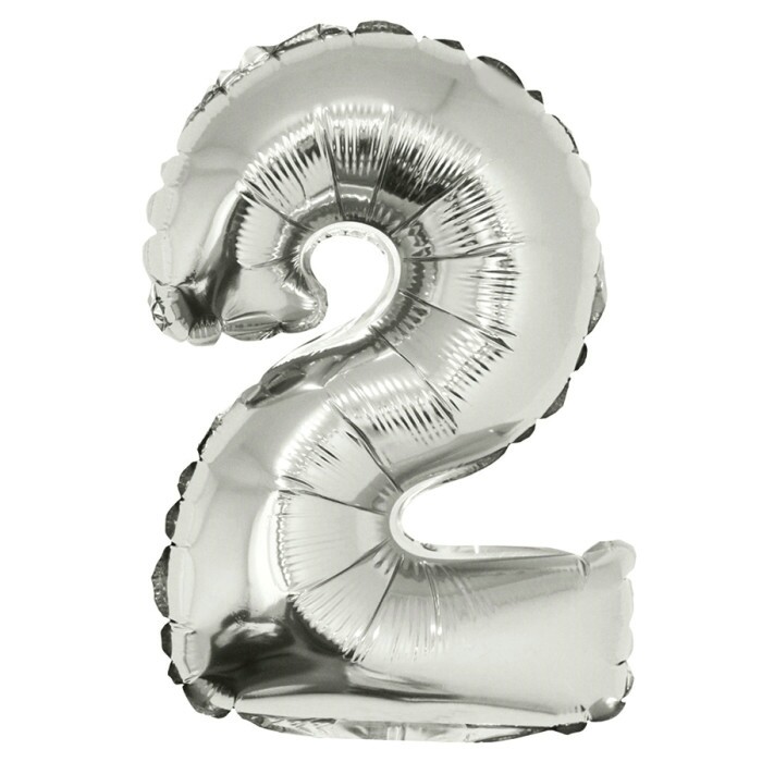 Шар фольга Цифра 40"/КА Серебро Silver "2"