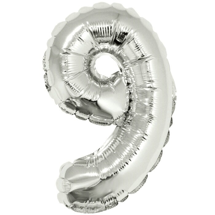 Шар фольга Цифра 40"/КА Серебро Silver "9"