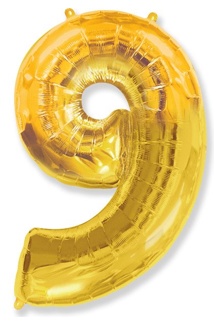 Шар фольга Цифра 40"/КА Золото "9"