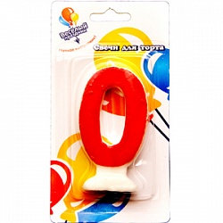 Свеча для торта Цифра Цветная "0"