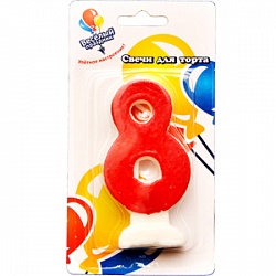 Свеча для торта Цифра Цветная "8"