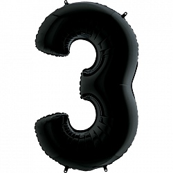 Шар фольга Цифра 32"/КА Черная "3"