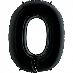 Шар фольга Цифра 32"/КА Черная "0"