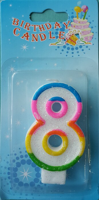 Свеча для торта Цифра Радуга "8"