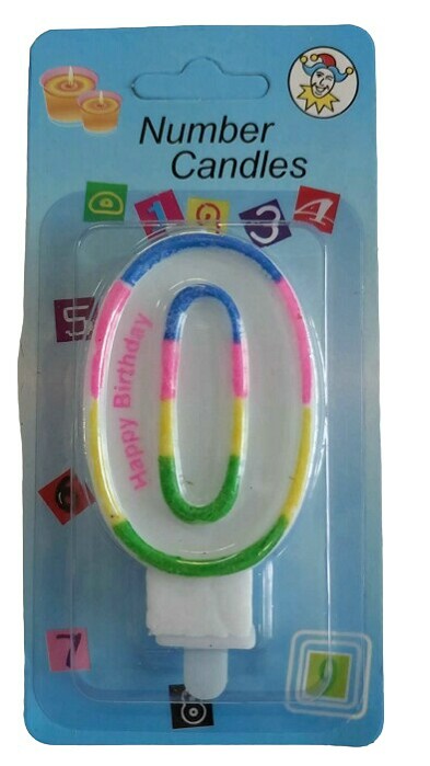Свеча для торта Цифра Радуга "0"