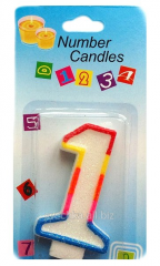 Свеча для торта Цифра Радуга "1"