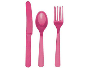 Столовые приборы пластик набор Bright Pink (уп24)