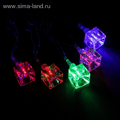 Гирлянда электр метражная 5м с насад Кубики нить силикон LED 20 220V моргает мульти