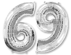 Шар фольга Цифра 40''/Fm Серебро Silver "6/9"