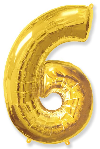 Шар фольга Цифра 40''/Fm Золото Gold "6"