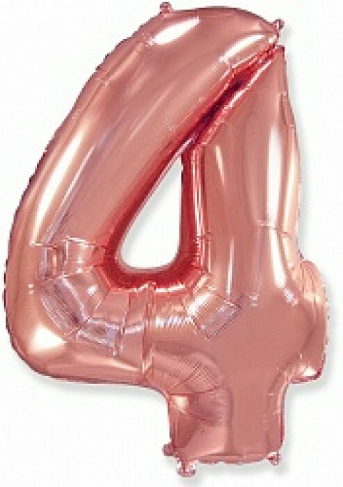 Шар фольга Цифра 40''/Fm Розовое Золото Rose Gold "4"
