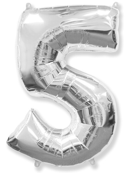 Шар фольга Цифра 40''/Fm Серебро Silver "5"