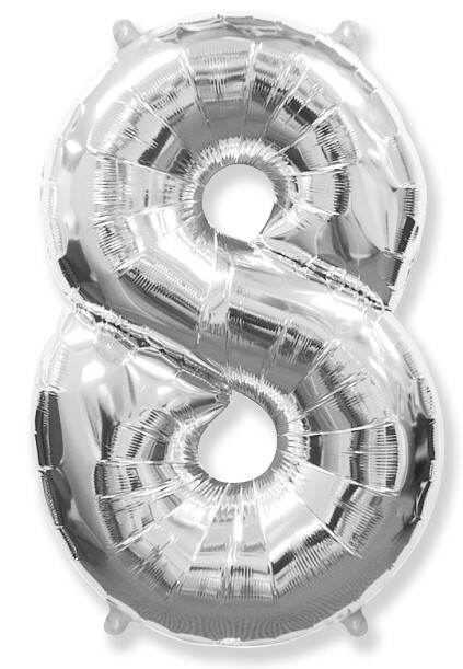 Шар фольга Цифра 40''/Fm Серебро Silver "8"