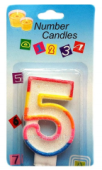 Свеча для торта Цифра Радуга "5"