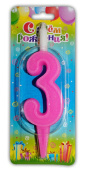 Свеча для торта Цифра Разноцвет "3"