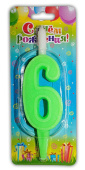 Свеча для торта Цифра Разноцвет "6"