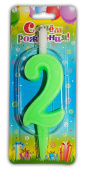 Свеча для торта Цифра Разноцвет "2"