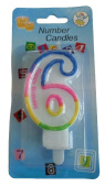 Свеча для торта Цифра Радуга "6"