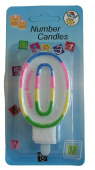 Свеча для торта Цифра Радуга "0"