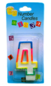 Свеча для торта Цифра Радуга "4"