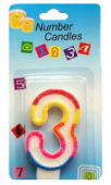 Свеча для торта Цифра Радуга "3"