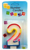 Свеча для торта Цифра Радуга "2"