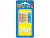 Свеча для торта с держателем Точки Горошек блистер 6см 9х19,5см (уп12)