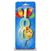 Свеча для торта Цифра Смайлик "8"