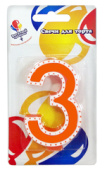 Свеча для торта Цифра В белой окантовке "3"