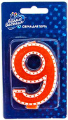 Свеча для торта Цифра В белой окантовке "9"