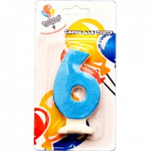 Свеча для торта Цифра Цветная "6"
