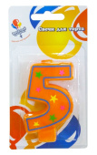 Свеча для торта Цифра Красочная "5"
