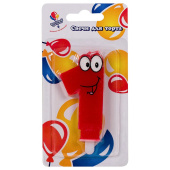 Свеча для торта Цифра Глазки "1" красная