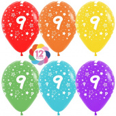 Шар латекс набор 12"/Sp (30см) пастель Цифра 9 звезды ассорти 5ст (уп12) ДБ Колумбия Шар латекс набор 12"/Sp (30см) пастель Цифра 9 звезды ассорти 5ст (уп12) ДБ Колумбия